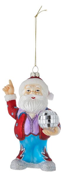 HANG ON Skleněná ozdoba Santa a disko
