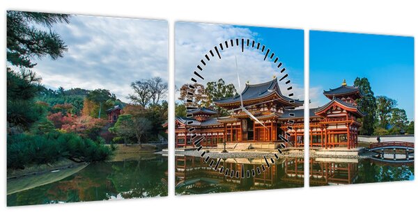 Obraz - Chrám Byodo-in, Japonsko (s hodinami) (90x30 cm)