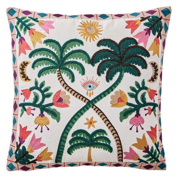 BOHEMIAN Polštář palmy 50 x 50 cm - bílá
