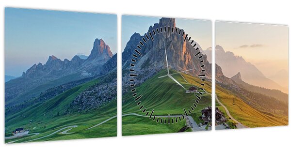 Obraz - Dolomity (s hodinami) (90x30 cm)