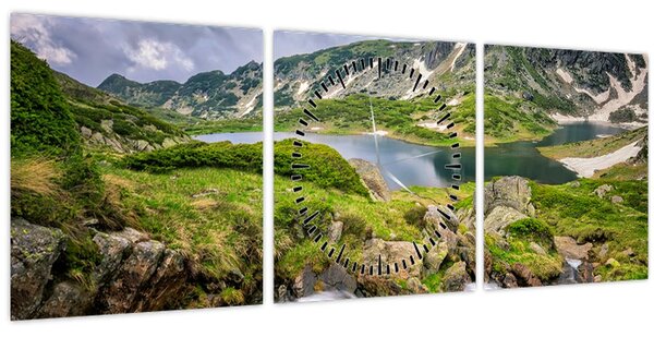 Obraz - Pohled na horu Rila (s hodinami) (90x30 cm)