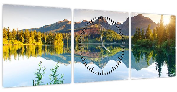 Obraz - Jezero (s hodinami) (90x30 cm)