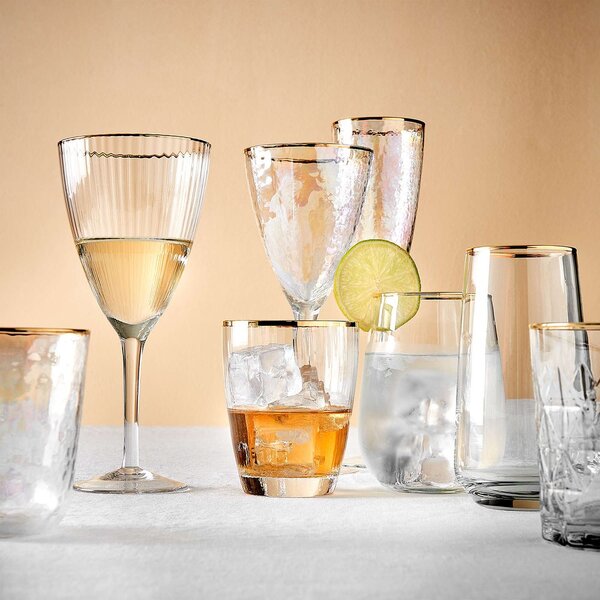 GOLDEN TWENTIES Sklenice na víno se zlatým okrajem 280 ml