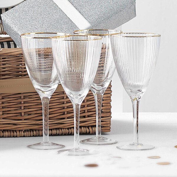GOLDEN TWENTIES Sklenice na víno se zlatým okrajem 280 ml