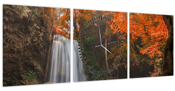 Obraz - Vodopád v Thajsku (s hodinami) (90x30 cm)