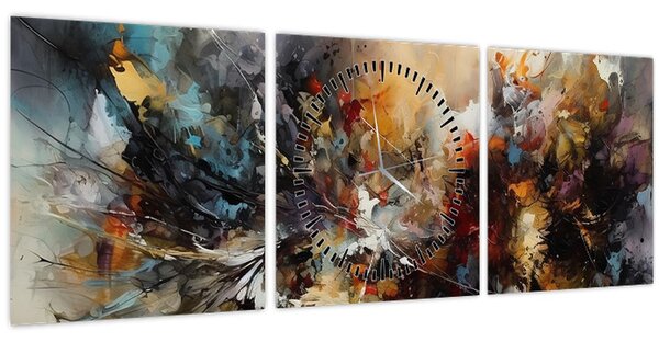 Obraz - Abstraktní grafika (s hodinami) (90x30 cm)
