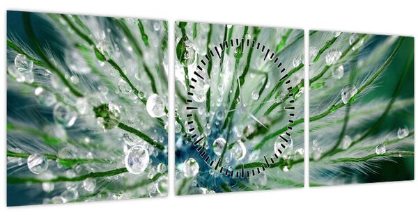 Obraz - Makro snímek květu (s hodinami) (90x30 cm)