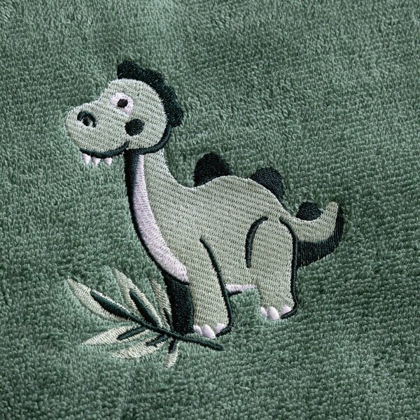 Dětská kolekce z buklé froté zn. Colombine®, s motivem dinosaura eukalyptus ručník 50x100 cm+žínka
