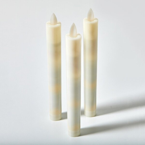 Blancheporte Sada 3 vysokých LED svíček bílá
