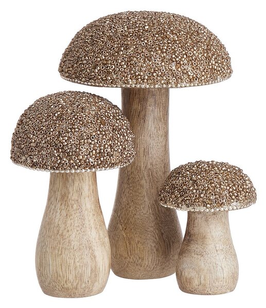 HARVEST LOVE Houba dřevěná s perličkami 15 cm