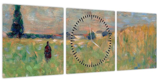 Obraz - Georges Seurat, A Summer Landscape, reprodukce (s hodinami) (90x30 cm)