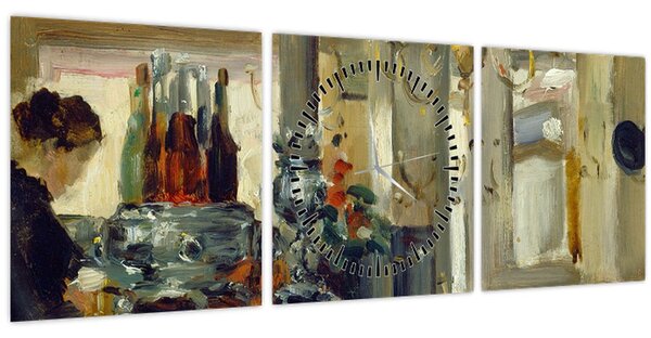 Obraz - Style of Edouard Manet, Bon Bock Cafe, reprodukce (s hodinami) (90x30 cm)