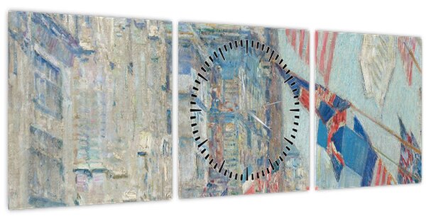 Obraz - Childe Hassam, Allies day, reprodukce (s hodinami) (90x30 cm)