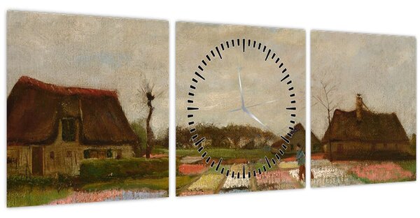 Obraz - Vincent van Gogh, Flower Beds in Holland, reprodukce (s hodinami) (90x30 cm)