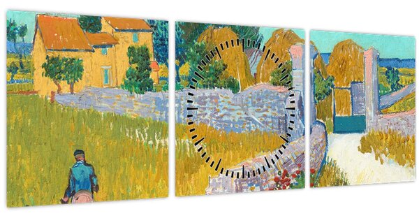 Obraz - Vincent van Gogh, Farmhouse in Provence, reprodukce (s hodinami) (90x30 cm)
