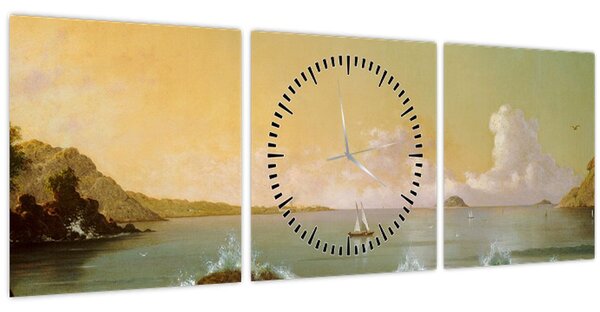 Obraz - Martin Johnson Heade, Rio de Janeiro Bay, reprodukce (s hodinami) (90x30 cm)
