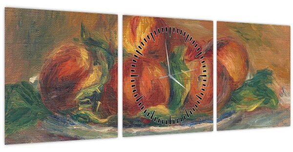 Obraz - Auguste Renoir, Peaches on a Plate, reprodukce (s hodinami) (90x30 cm)