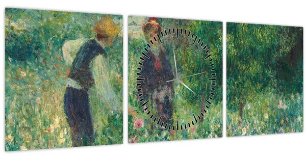 Obraz - Auguste Renoir, Picking Flowers, reprodukce (s hodinami) (90x30 cm)