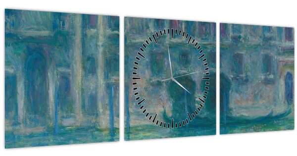 Obraz - Claude Monet, Palazzo da Mula, Venice, reprodukce (s hodinami) (90x30 cm)