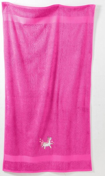 Dětská kolekce z buklé froté zn. Colombine®, s motivem jednorožce fuchsie ručník 50x100 cm+žínka