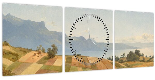Obraz - Alexandre Calame, Swiss Landscape, reprodukce (s hodinami) (90x30 cm)