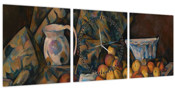 Obraz - Paul Cézanne, Still Life with Apples and Peaches, reprodukce (s hodinami) (90x30 cm)