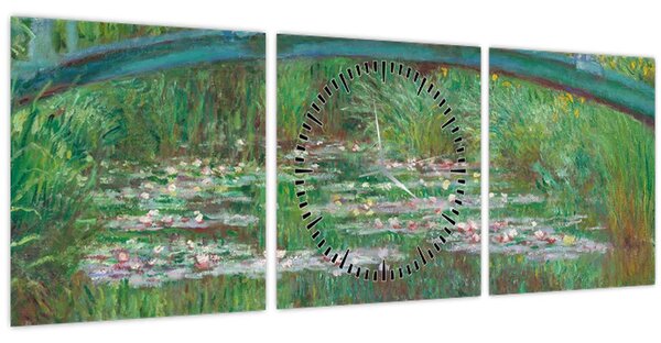 Obraz - Claude Monet, The Japanese Footbridge, reprodukce (s hodinami) (90x30 cm)
