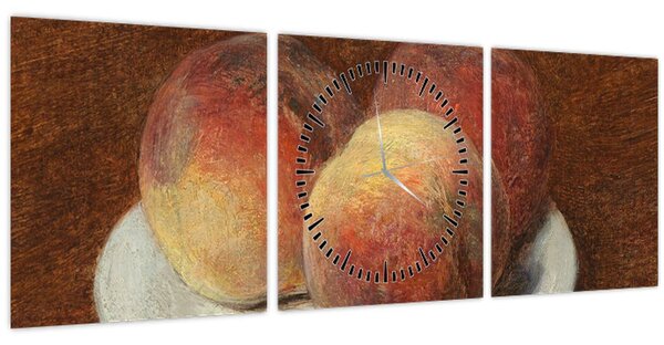 Obraz - Henri Fantin-Latour, Three Peaches on a Plate, reprodukce (s hodinami) (90x30 cm)