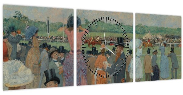 Obraz - Jean-Louis Forain, The Races at Longchamp, reprodukce (s hodinami) (90x30 cm)