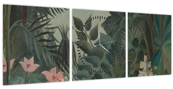 Obraz - Henri Rousseau, The Equatorial Jungle, reprodukce (s hodinami) (90x30 cm)