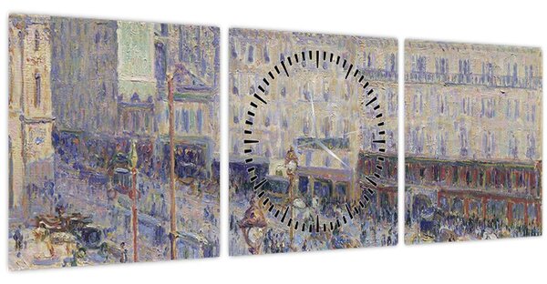 Obraz - Camille Pissarro, The Place du Havre, reprodukce (s hodinami) (90x30 cm)