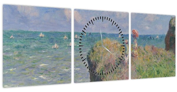 Obraz - Claude Monet, Cliff Walk at Pourville, reprodukce (s hodinami) (90x30 cm)