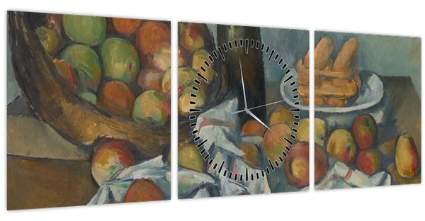 Obraz - Paul Cezanne, The Basket of Apples, reprodukce (s hodinami) (90x30 cm)