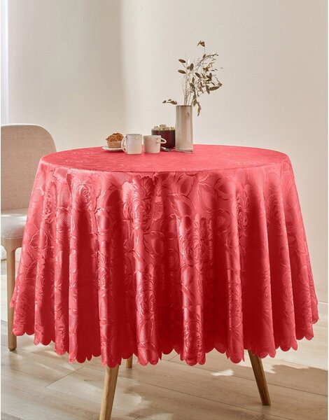Žakárový ubrus s motivem květin tomatová napron 50x150 cm