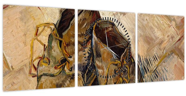 Obraz - Vincent van Gogh, Shoes, reprodukce (s hodinami) (90x30 cm)