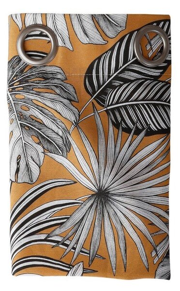 Zatemňovací závěs s tropickým vzorem, s kovovými očky žlutá 135x260 cm