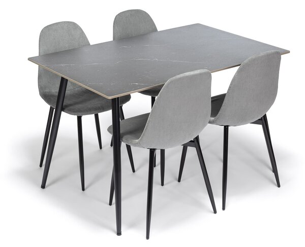 Noela Jídelní set CERAMON 120 černý + 4x židle MARIE šedá