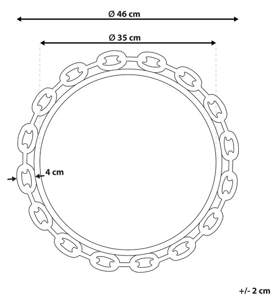Zrcadlo YEBRA 46 cm 46 cm Zlatá