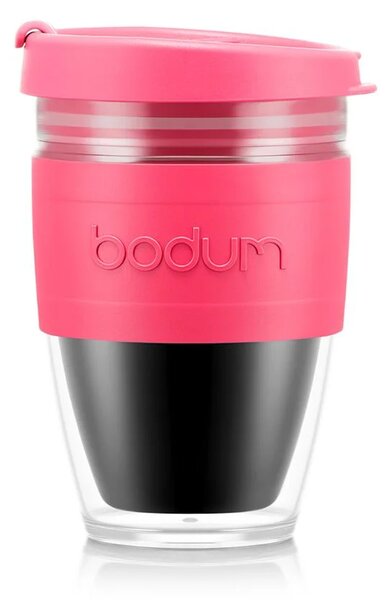 Cestovní hrnek JOYCUP růžový 0,25 l - BODUM (Cestovní hrnek 0,25 l růžový Bubblegum JOYCUP se silikonovým kroužkem - BODUM)