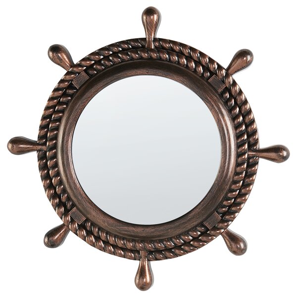 Kulaté nástěnné zrcadlo ø 46 cm tmavě hnědé GORMAZ