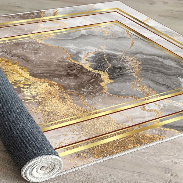 ASIR Předsíňový koberec (100 x 200 cm) ELS2416 béžový a zlatý