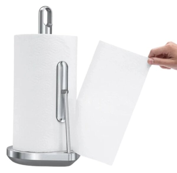 Držák na papírové utěrky Simplehuman – pro role do 17 cm, kartáčovaná nerez ocel