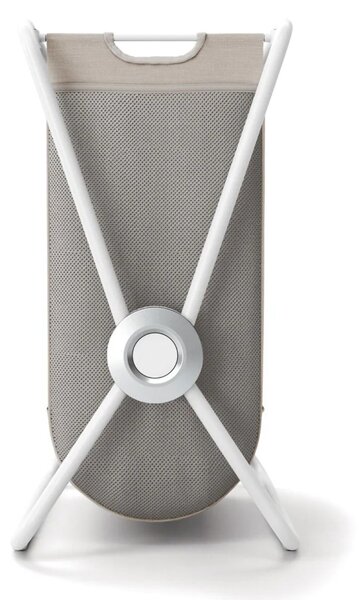 Simplehuman skládací látkový koš na prádlo X-FRAME, bílá ocel, béžový polyester