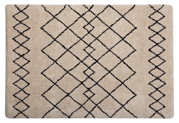 Béžový koberec s černým vzorem 140 x 200 cm HAVSA