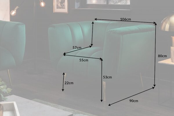 Křeslo NOBLESSE 105 CM smaragdově zelené samet Nábytek | Obývací pokoj | Křesla | Klasická
