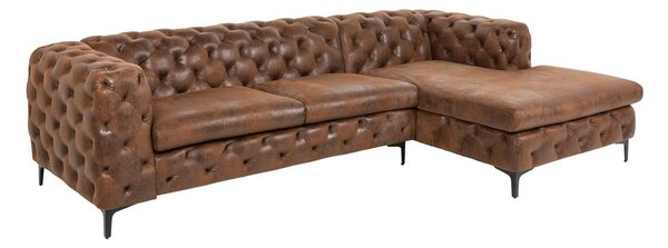 Designová rohová sedačka Rococo 275 cm antik hnědá - pravá