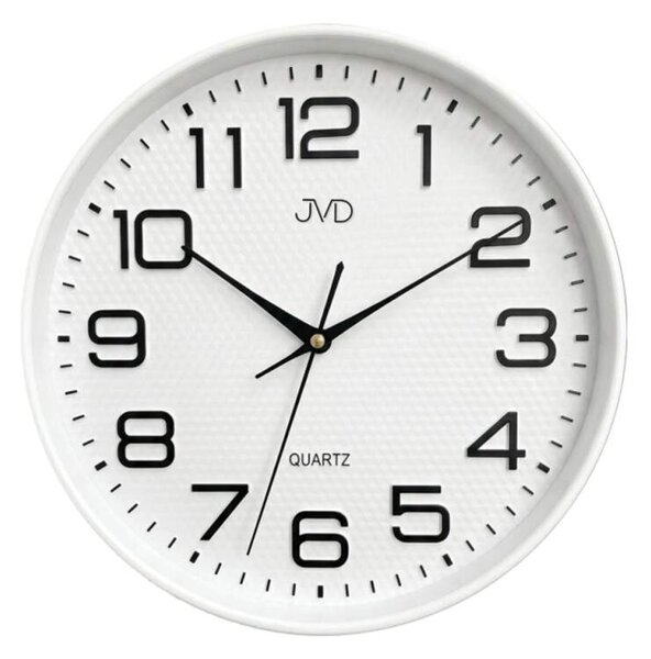 JVD Bílé nástěnné tiché netikající hodiny JVD HX9309.1 (netikající tiché hodiny s tichým strojkem)