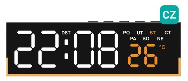 JVD Digitální budík do sítě s teploměrem a češtinou JVD SB113.3 (12-ti nebo 24-hodinový denní režim)