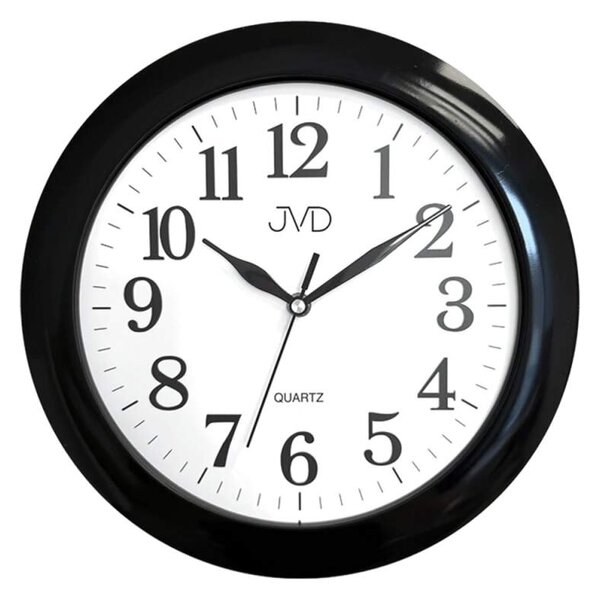 JVD Černé nástěnné tiché netikající hodiny JVD HX2149.2 (netikající tiché hodiny s tichým strojkem)