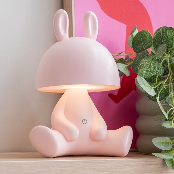 Present time Růžová plastová dětská LED lampa BunBun 27 cm